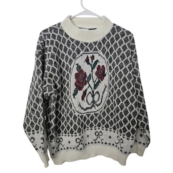 Floral Patterned Crew Neck Sweater - Picture 1 of 16